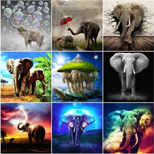 AZQSD Diamond Embroidery Elephant Mosaic Rhinestones Handmade Full Drill Diamond Painting Animal Cross Stitch Home Decoration