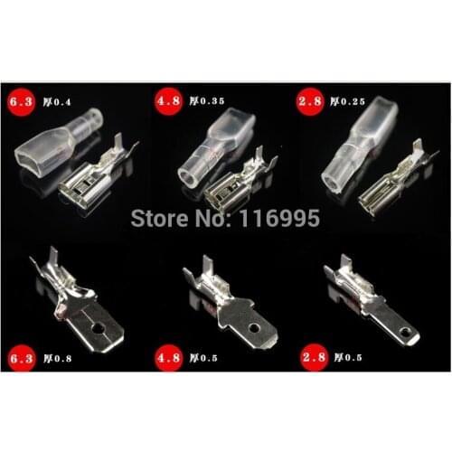 Free shipping each 30sets 6.3/4.8/2.8 plug spring terminal + sheath / copper / female /male connector/head / fast terminal