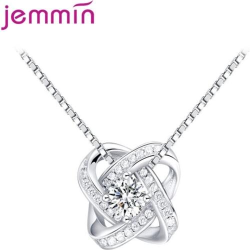 Top Vendor New Design Cubic Zirconia Pendants Necklaces For Women 925 Sterling Silver Charm Chain Necklace Women Jewelry Collar
