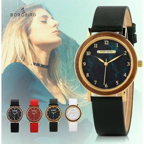 BOBOBIRD Women Wristwatch Wooden Leather Watches Ladies Top Luxury Handmade Female Clock Japanese Quartz Movement Custom Gift