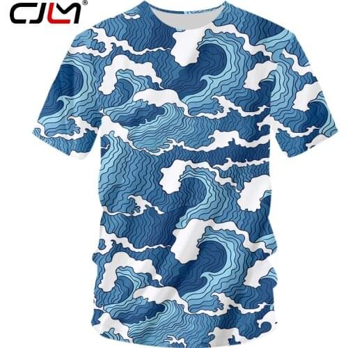 CJLM Summer Popular Interesting Tshirt S-6XL Blue Wave Print Round Neck Tee Full Of Funny Short-sleeved New 3D T-shirts