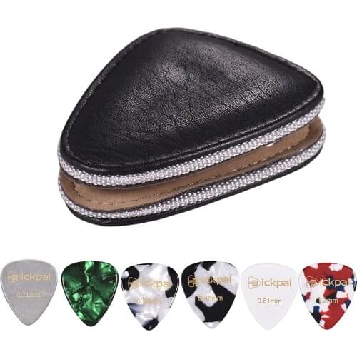 Guitar Picks Holder Case Bag PU Synthetic Leather with 6pcs Celluloid Guitar Picks String Instrument Guitar Parts & Accessories