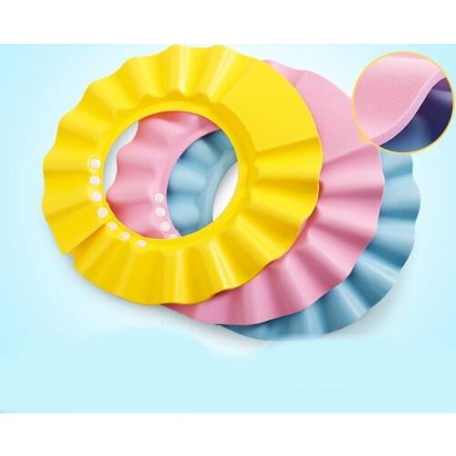 Baby Waterproof Kids EVA Soft Shampoo Shower Bathing Protection Hair Cap Bath Hat Practical Solid Color Adjustable Baby