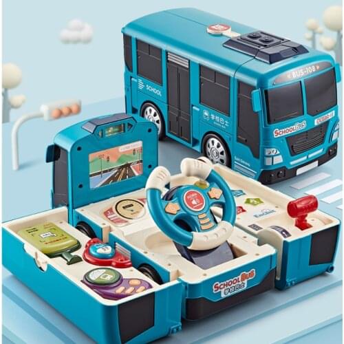 Baby Deformation Toy Car Baby Simulation Bus School Bus Boys Inertia Educational Multifunctional Car Driving Simulation Toy
