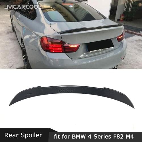 For BMW 4 Series F82 M4 Coupe 2Door 2014 - 2017 Rear Trunk Spoiler Carbon Fiber CS Style Boot Duck Spoiler FRP Wings Car Sticker