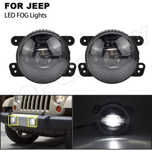 For Jeep Wrangler Grand Cherokee Dodge Journey Charger Headlight Car Front Fog Lamp And LED RDL Lights 2-In-1 Driving Foglight