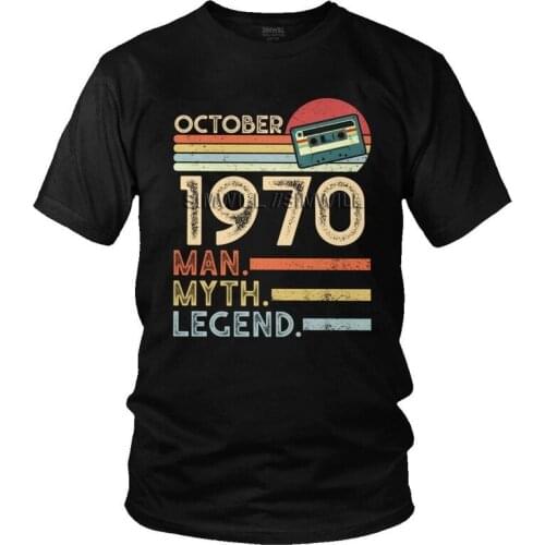 Mens October 1970 T-Shirt Graphic Man Myth Legend in 70s Tshirt Short Sleeve Unique T Shirt Homme Cotton Tee Tops Gift