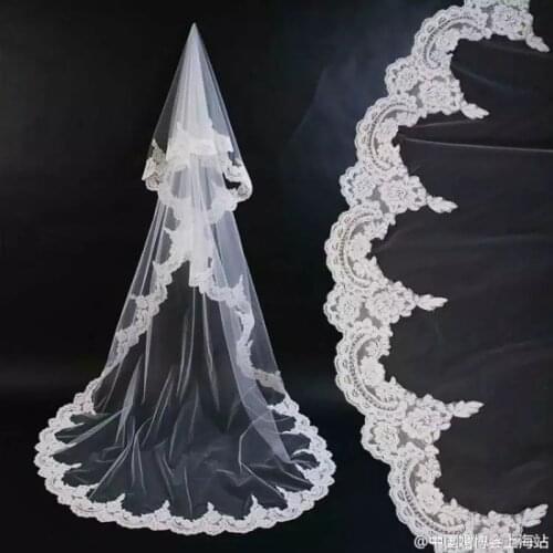 Elegant Bridal Veil Lace Edge One Layer Tulle Wedding Veil Without Comb 3*1.5 M Women Bridal Veil 2020