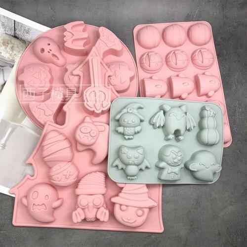 Halloween silicone mold bat ghost mummy shape mold chocolate mousse ice cream ice cube baking tools for cakes