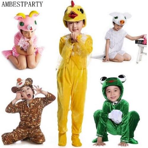Hot 2017 Kids Animal Costumes Halloween Cosplay Costume Child performance Clothing Lion Pig Goat Frog Rabbit Clothes AMBESTPARTY