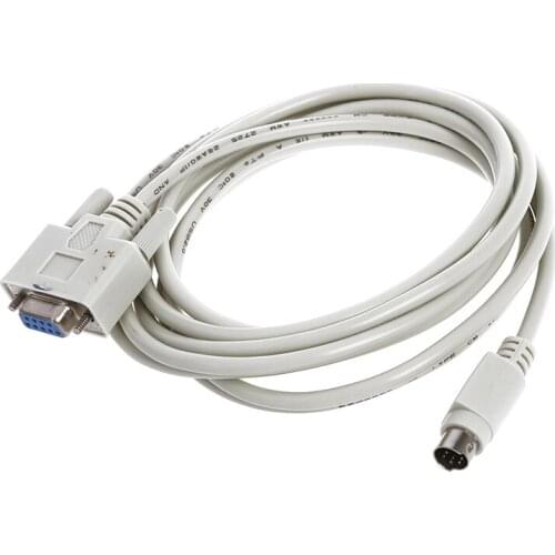 DB9P to 8P Mini Din RS232 Download Cable White 8.2 Ft for PLC DVP-EH