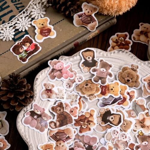 Kawaii Bear Doll Stationery Sticker Scrapbooking Creative Cartoon DIY Diary Journal Decorative Adhesive Paper Seal Supplies