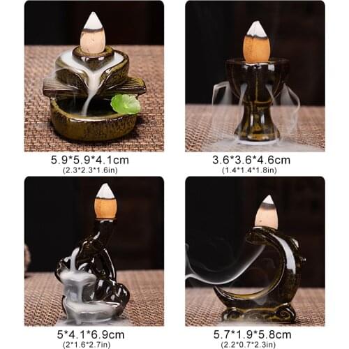 Waterfall Incense Burner Backflow Ceramic Incense Holder Incense Fountain Backflow Incense Cones for Office Home Decor S