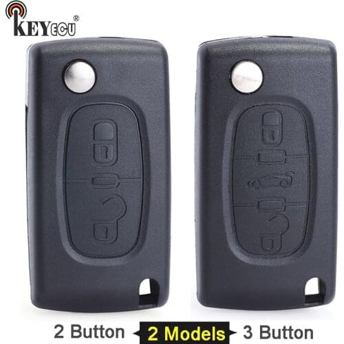 KEYECU for peugeot 107 207 307 Partner, Citroen C4 Picasso C5 C6 Remote Car Key Shell Case Blank Fob 2/3 Button HU83 Blade
