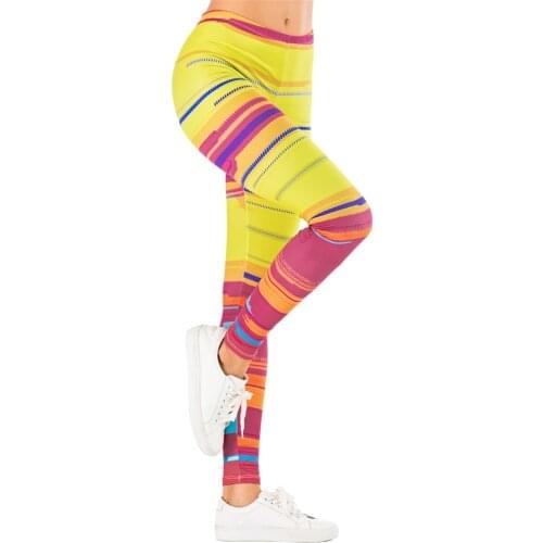 Fashion Women Sexy Legging colorful stripe Printing Fitness leggins Slim legins Soft and stretchy Leggings Woman Pants