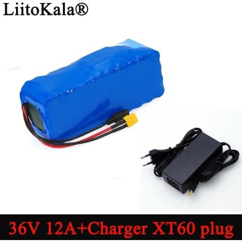 Liitokala 36V 12Ah 18650 Li ions Aku High Power XT60 connector Balance car Motorcycle Electric bike BMS + charger