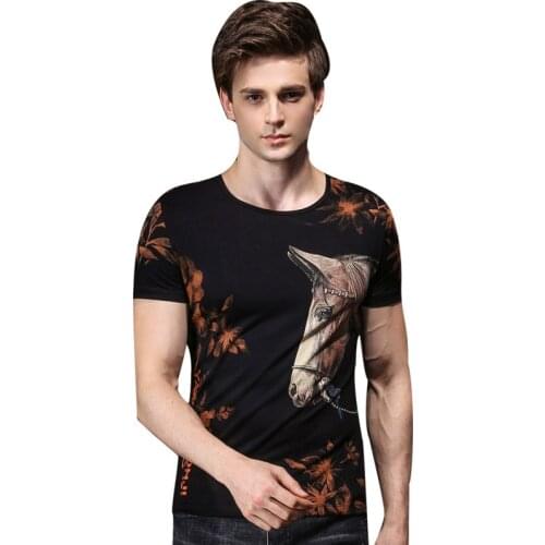Fanzhuan Free Shipping Male mens man casual 2018 summer 95% cotton short-sleeved T-shirt Europe printed round neck 825113