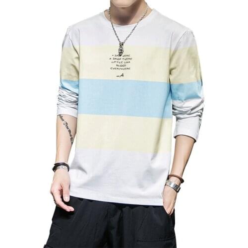 2019 Men Long Sleeve T-shirts Clothes Autumn New Collection Fashion T Shirt Men Casual Cotton With Spandex Color tshirts