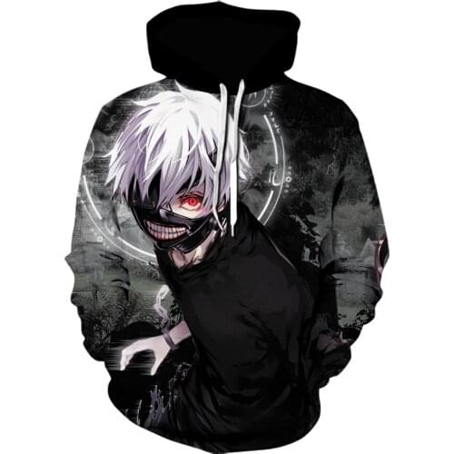 Anime 3D Sweatshirts Men/women Tracksuits Tops Print Hooded Tokyo Ghoul Kaneki Ken black mens Hoodies japanese streetwear