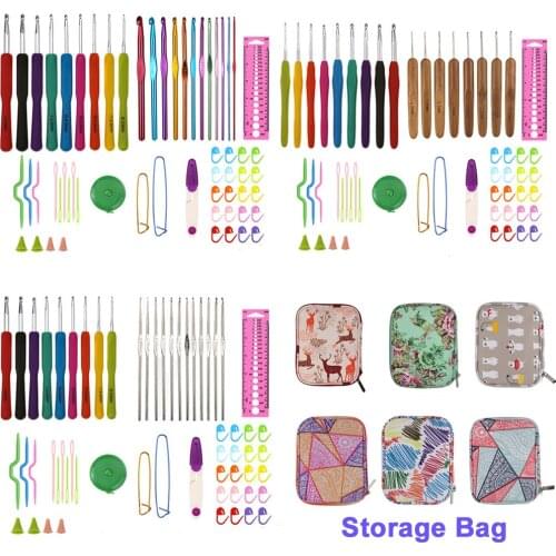 Soft Grip Ergonomic Knitting Needles Set Crochet Hooks Set Sewing Tools Accessories Set With Storage Bag