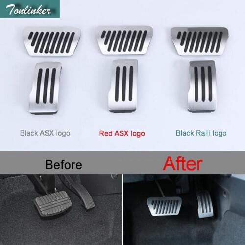 Tonlinker Interior Gas/brake Panel Cover Stickers for Mitsubishi ASX 2013-15 Car Styling 2 Pcs aluminum Cover stickers