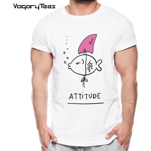 2019 New Goldfish and Shark Brand Fish Cool Printed Mens Casual T-shirt Male Retro Hipster Tops Tee