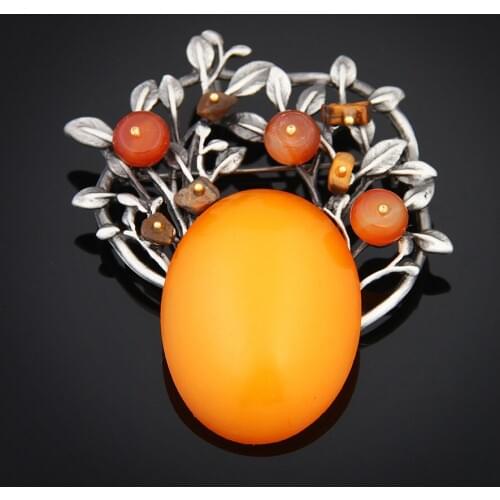 2019 New Vintage Stone Tree Leaves Brooches for Women Large Elegant Suit Dress Brooch Pin Fashion Jewelry Party Accessories Gift