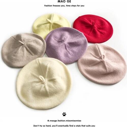 New Arrivals 2020 Children Baby Girl Beret Hat Cap Winter Warm Toddler Kids Hats Girls Fashion Solid Woolen Crochet Knit Cap