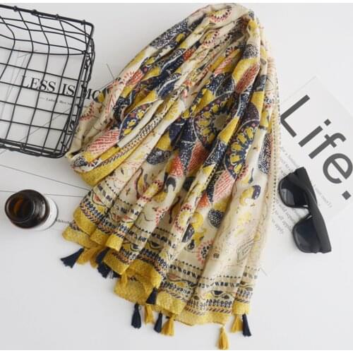 New Vintage Sunflower Pattern Scarves Women Silk Cover Up Scarf Beach Travel Shawl