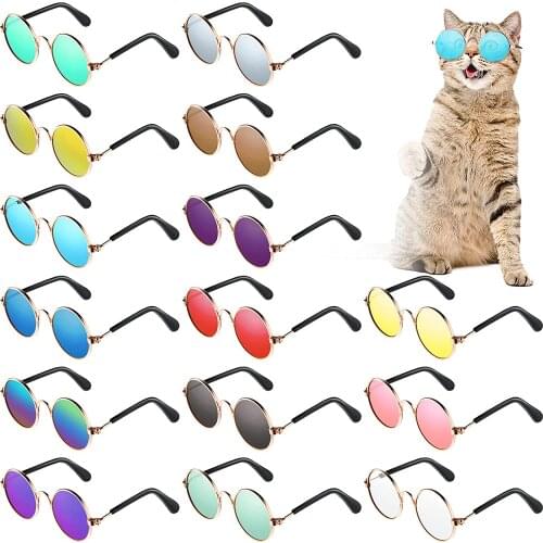 Pet Products Lovely Vintage Round Cat Sunglasses Reflection Eye wear glasses For Small Dog Cat Pet Photos Props Accessories