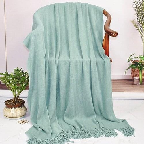 Nordic Style Solid Color Knitting Throw Blanket Simple Warm Chair Lounge Rugs Soft Spread Sofa Tapestry Home Decor
