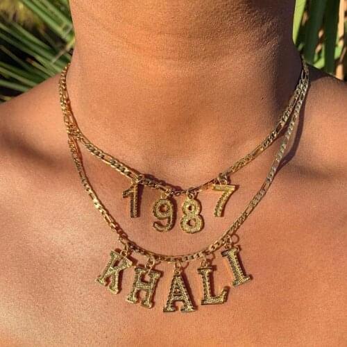 Big Letters Necklace 1-8 Multiple Initials Necklace Stainless Steel Alphabet DIY Jewelry Women Fashion Gifts