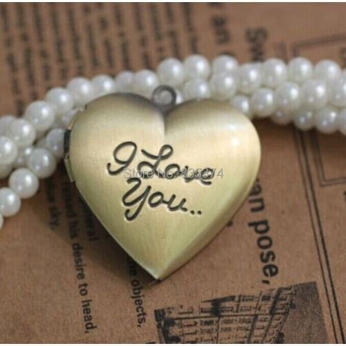 A Gift for Lovers 20pcs Wholesale Antique Bronze 29*27mm Heart-Shaped Charm & Pendant PHOTO LOCKET Blank DIY Necklace Jewelry
