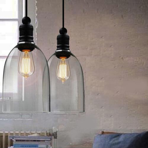 Pendant Light Rustic Style Bell-shape Pendant Lamp Contracted personality Creative restaurant bar hallway bell-shaped Glass