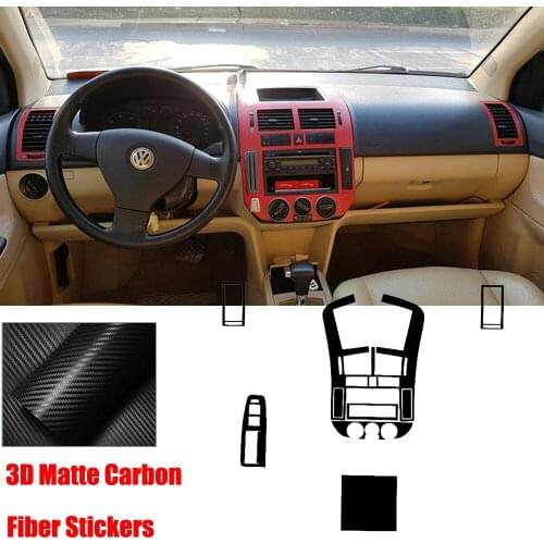 Full Set Interior Carbon Fiber Center Console Durable Wrap Protector Vinyl Decoration Sticker For VolksWagen VW Polo 2002-2011