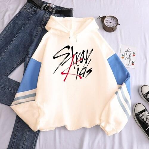Popular Korean Style KPOP Straykids Stray Kids Album Hoodies Women Harajuku Long Sleeve Patchwork Hooded Sweatshirts Men Tops