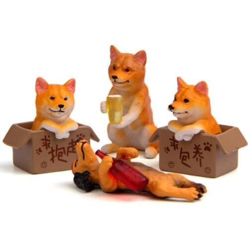 Lovely Corgi Shiba Inu Dog Resin Model Figurine Miniature Fairy Garden Ornaments Great DIY decorations for doll house bonsai toy