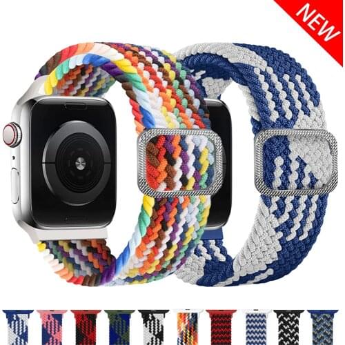 Braided Nylon Strap For Apple Watch Band 44mm 40mm 38mm 42mm Elastic Adjustable Solo Loop Belt Bracelet iWatch Series 6 5 4 3 SE