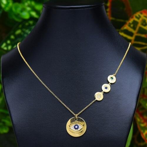 Luxury Romantic EYE Pendant Necklace Chain Jewelry for Women Girl Bridal Wedding Full Shiny CZ 2020 Romantic Gift