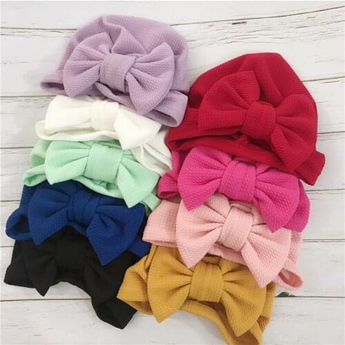 New Spring Baby Hat for Girls Turban Bow Headband Newborn Photography Props Toddler Beanie Cotton Soft Hair Accessories