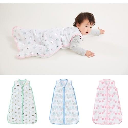 LionBear Baby Sleeping Bag envelope for newborns 4 layers 6-12 Month 100% Muslin Cotton 2 Zipper Sleepsacks Baby Bedding Sacks