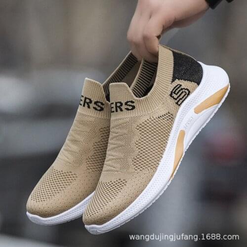 The spring of 2021 the new fly weaving movement single han edition breathable shoes leisure mens fashion a leather shoes