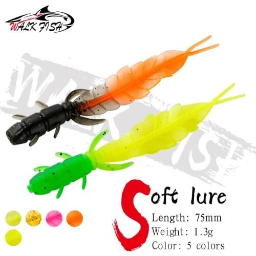 WALK FISH 5pcs Soft Trout Lure Silicone Bait Wobbler Swimbait Pesca Artificial Worm Baits 75mm 1.3g Artificial leurre souple