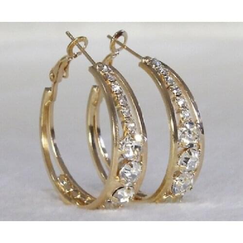 Womens Rhinestone Hoop Earrings Fashion Personality Engagement Whtie Clear Crystal Circle Earrings Jewelry Accessories