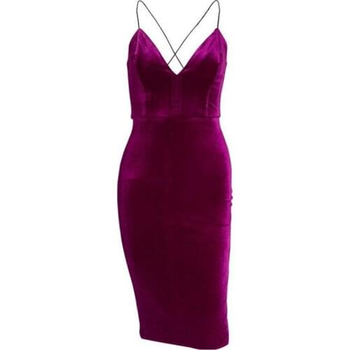 2021 New Women Deep V Neck Sexy Dress Solid Straight Velete Party Elegant Dresses Female Summer Backless Spaghetti Strap Dress