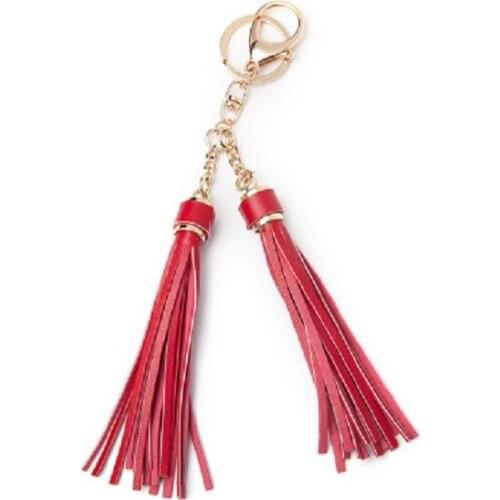 1 pc 8Colors New Arrive Pu Leather Tassels Key Chain Women Keychain Bag Pendant Cap Car Key Chain New Simple Retro Keychain