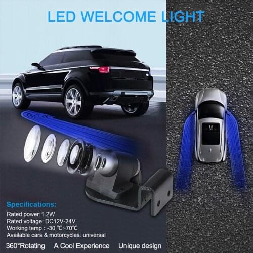 2PCS Car LED Projector Light Welcome Light Angel Wings Style Car Door Exterior Light Carpet Ground Lamps for Car and Motorcycle