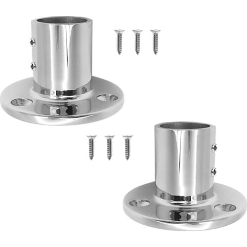 2pcs/set Stainless Steel Boat Hand Rail Fitting 7/8 inch Round Stanchion Base