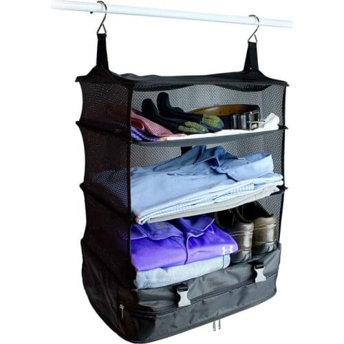 4 Layers Travel Storage Bag Portable Waterproof Drying Net Foldable Hiking Travel Package Clothes Storage Rack Holder Organizer
