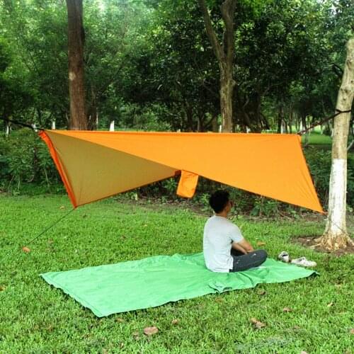 4-in-1 Hammock Raincoat Camping Mat Awning Multi-purpose Travel Hiking Outdoor Tool Traveler Nylon Outdoor Rainproof Shade Cloth